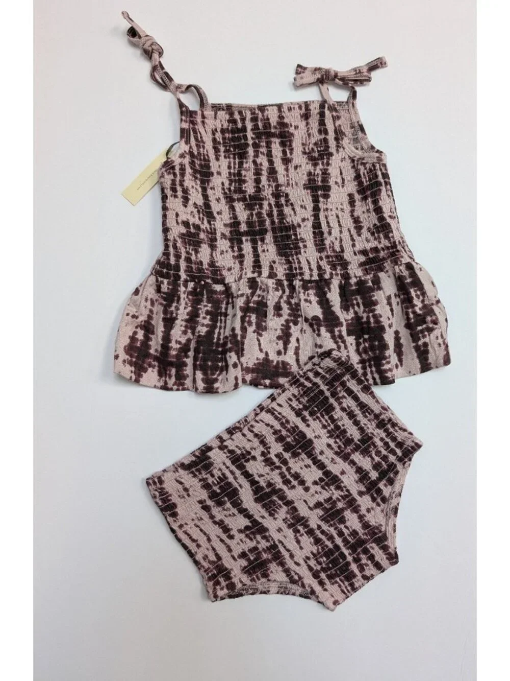 Kate Quinn Modal The Woods Shibori Smocked Tank Bloomers Set 2T Purple Tanzinite